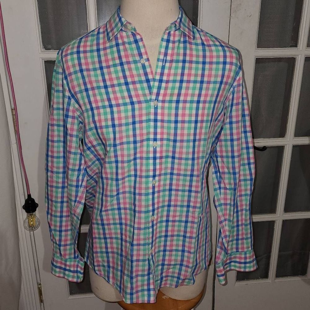 Vineyard Vines Mens Sorbet Plaid Orange Grove Classic Copper Button Shirt Med